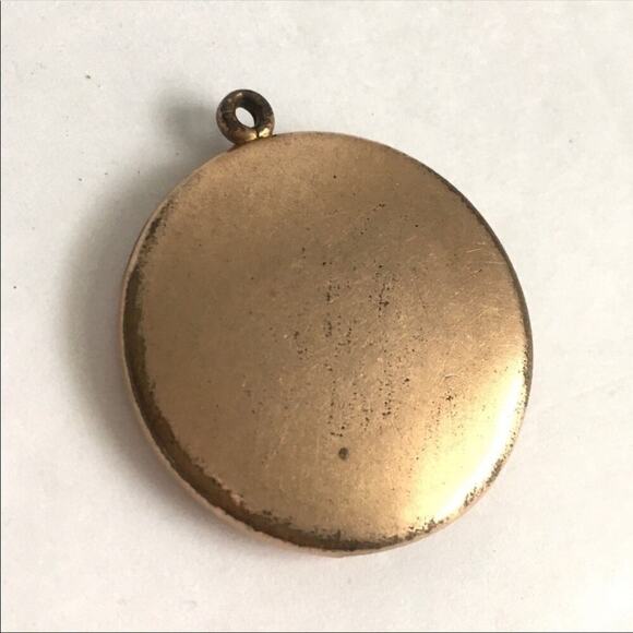 Vintage Crescent Moon Locket Gold Plated Antique Pendant Necklace 1900 1910 - Picture 4 of 8